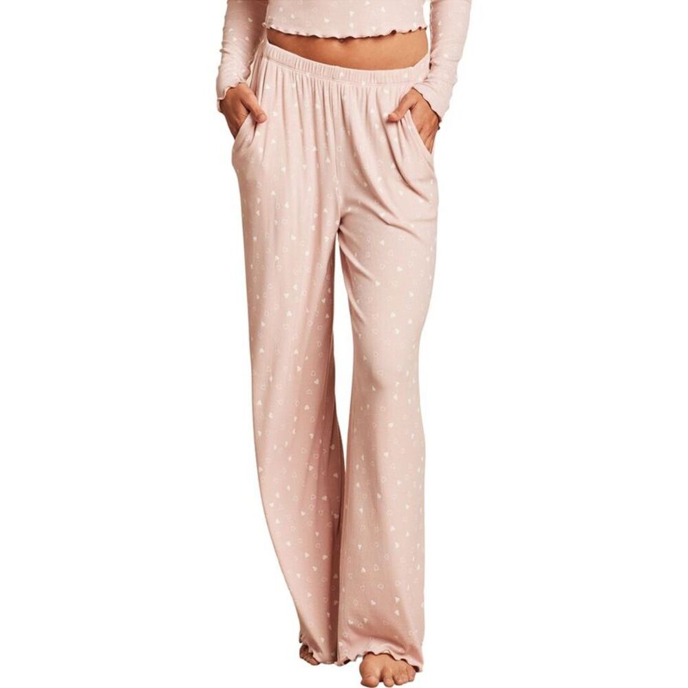 Barefoot Dreams Womens Ultra Soft Rib Lettuce Hem Wide Leg Pant